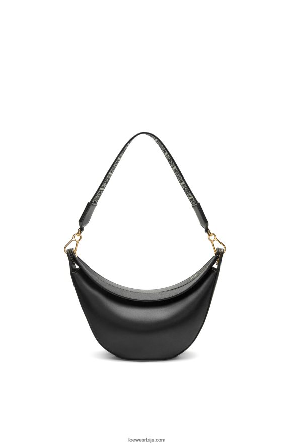 Loewe Жене мала луна торба од сатенске телеће коже и жакарда црн HJTY484