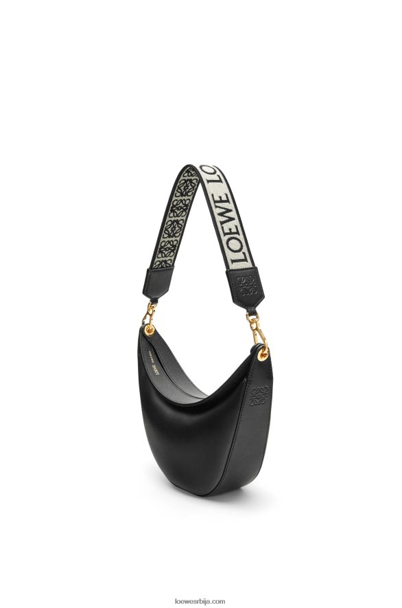 Loewe Жене мала луна торба од сатенске телеће коже и жакарда црн HJTY484
