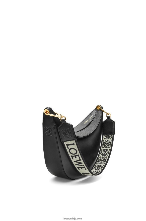Loewe Жене мала луна торба од сатенске телеће коже и жакарда црн HJTY484
