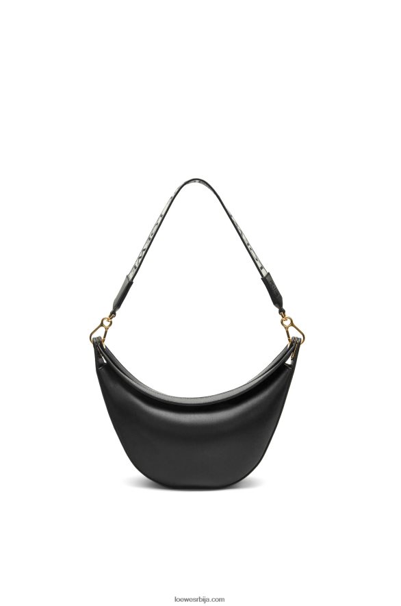 Loewe Жене мала луна торба од сатенске телеће коже и жакарда црн HJTY484