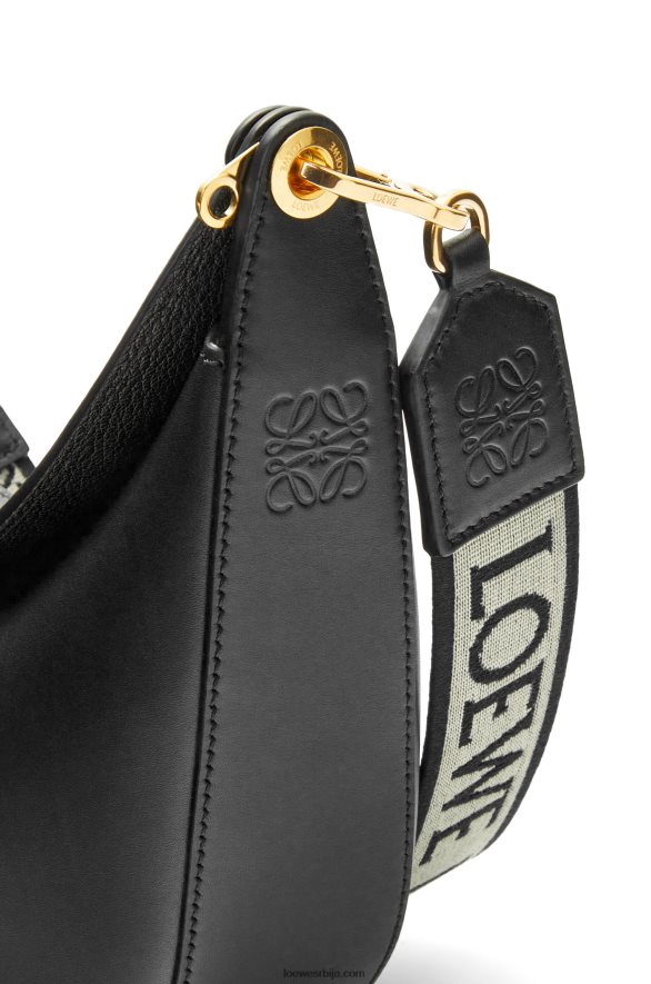 Loewe Жене мала луна торба од сатенске телеће коже и жакарда црн HJTY484