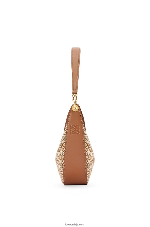 Loewe Жене мала луна торба од анаграм жакарда и класичне телеће коже тан/пецан HJTY492