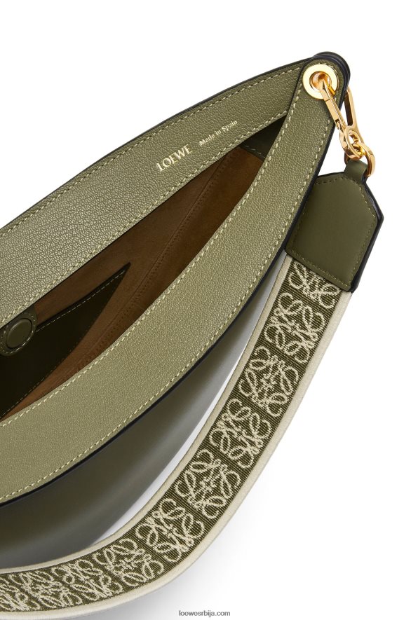 Loewe Жене луна торба од сатенске телеће коже и жакарда зелени авокадо HJTY511