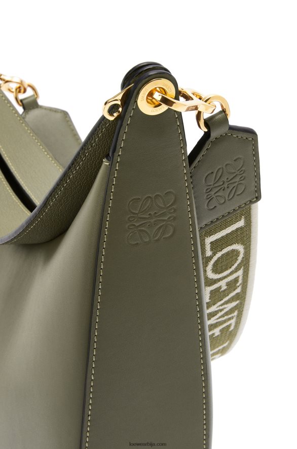 Loewe Жене луна торба од сатенске телеће коже и жакарда зелени авокадо HJTY511