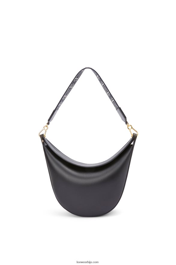 Loewe Жене луна торба од сатенске телеће коже и жакарда црн HJTY521