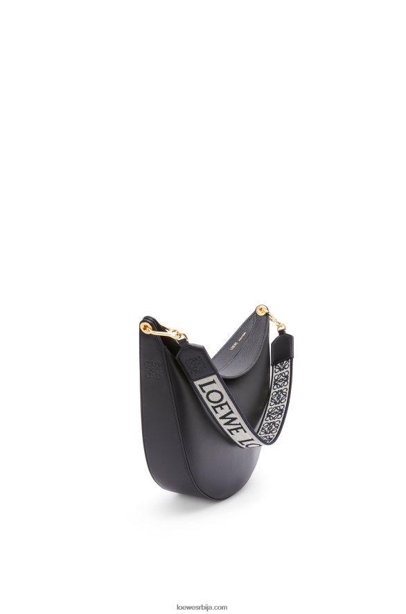 Loewe Жене луна торба од сатенске телеће коже и жакарда црн HJTY521