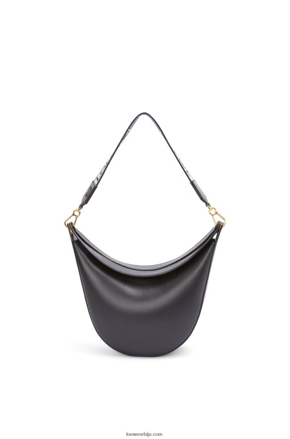 Loewe Жене луна торба од сатенске телеће коже и жакарда црн HJTY521