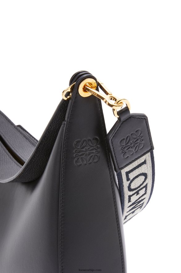 Loewe Жене луна торба од сатенске телеће коже и жакарда црн HJTY521
