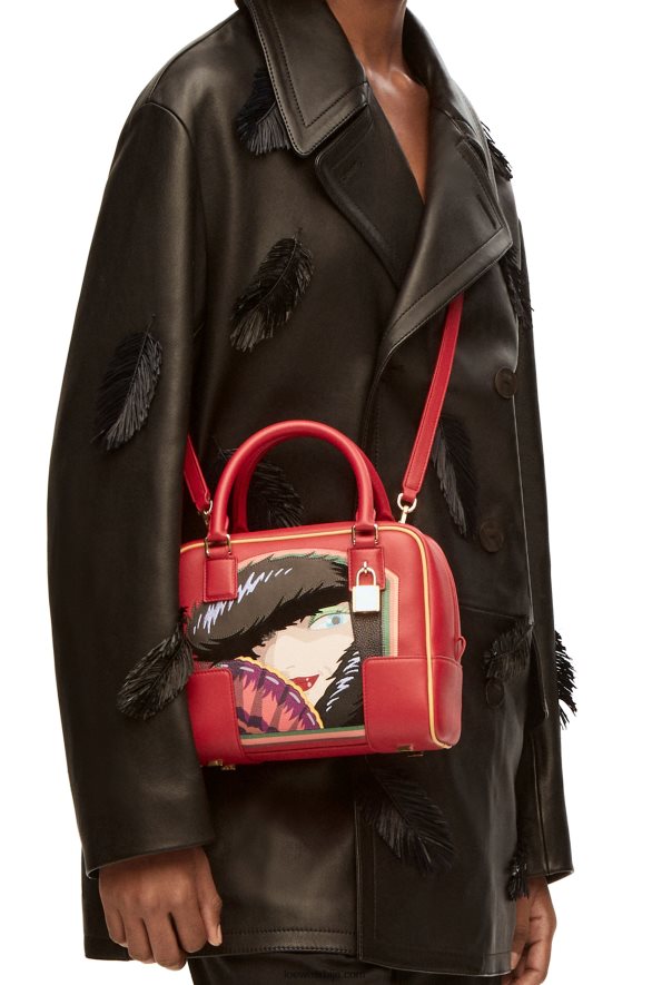 Loewe Жене витцх оф тхе васте Амазона 19 торба од напа телеће коже црвена HJTY193