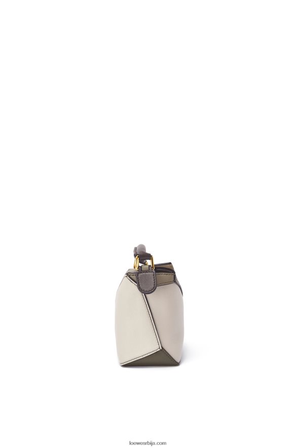 Loewe Жене ивица мини слагалице од напа телеће коже ловор зелен/светли зоб HJTY253