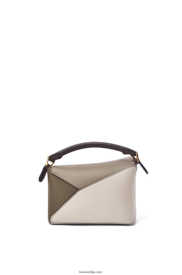Loewe Жене ивица мини слагалице од напа телеће коже ловор зелен/светли зоб HJTY253