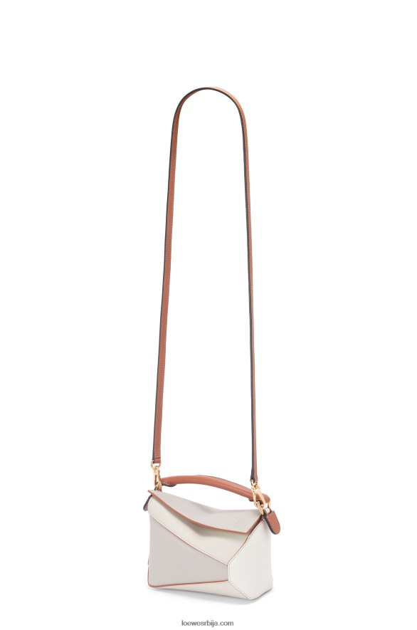 Loewe Жене ивица мини слагалице од напа телеће коже дух/мека бела HJTY258
