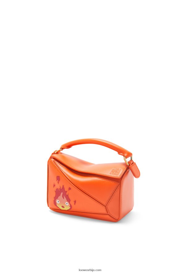 Loewe Жене цалцифер мини пуззле торба од сатенске телеће коже наранџаста HJTY261