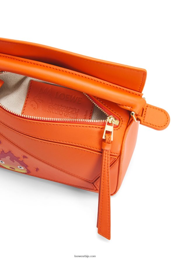Loewe Жене цалцифер мини пуззле торба од сатенске телеће коже наранџаста HJTY261