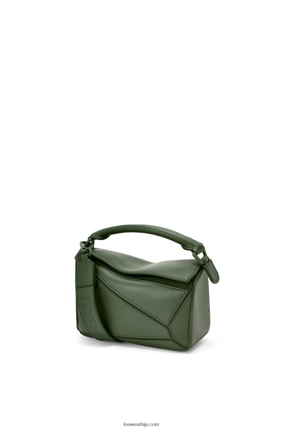 Loewe Жене мини пуззле торба од сатенске телеће коже винтаге каки HJTY270