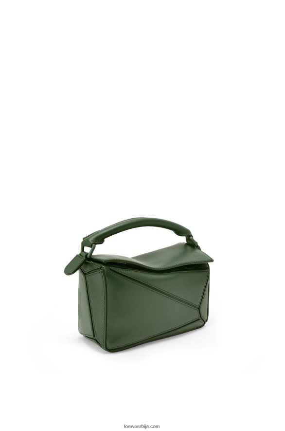 Loewe Жене мини пуззле торба од сатенске телеће коже винтаге каки HJTY270