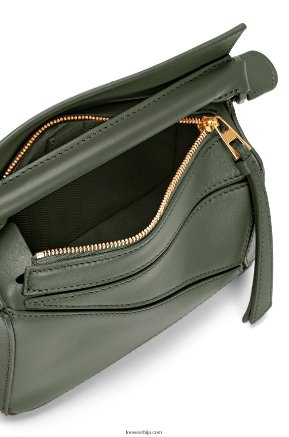 Loewe Жене мини пуззле торба од сатенске телеће коже винтаге каки HJTY270
