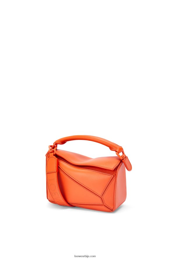 Loewe Жене мини пуззле торба од сатенске телеће коже наранџаста HJTY271