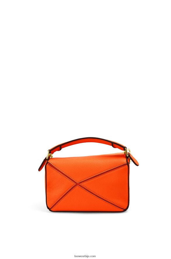 Loewe Жене мини пуззле торба од класичне телеће коже наранџаста HJTY285