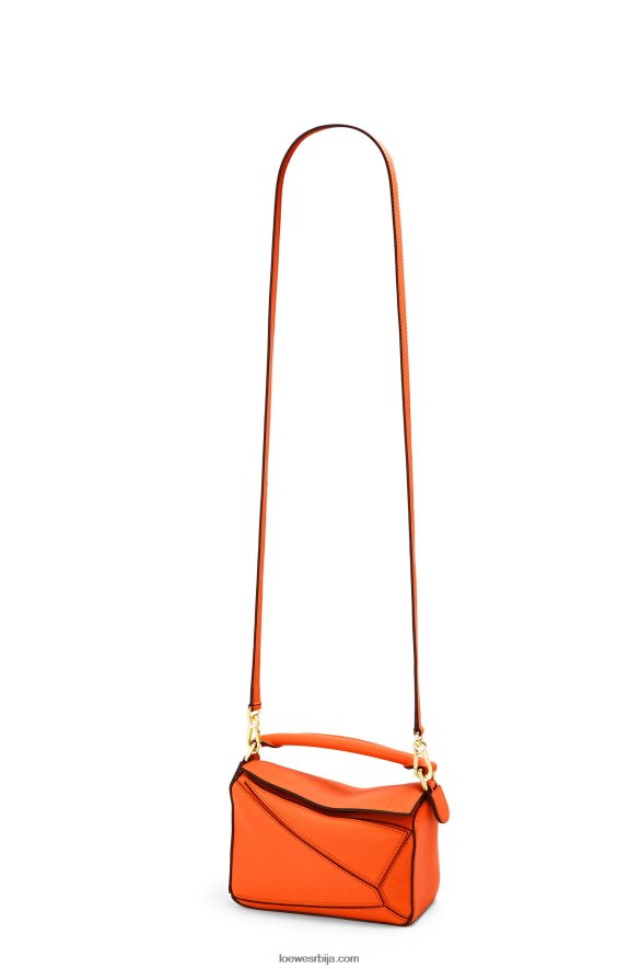 Loewe Жене мини пуззле торба од класичне телеће коже наранџаста HJTY285