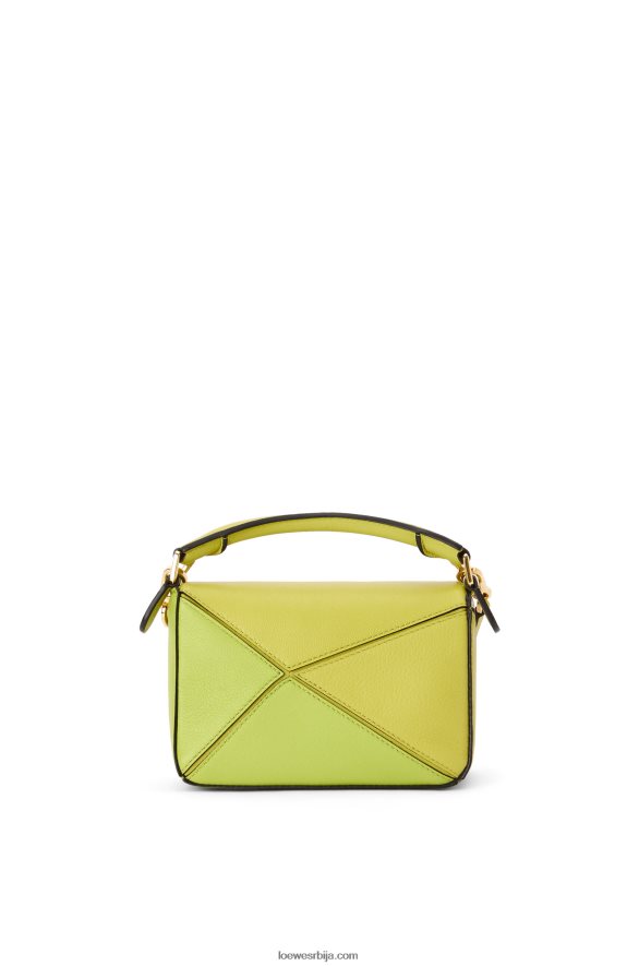 Loewe Жене мини пуззле торба од класичне телеће коже лимето жуто/бело HJTY286