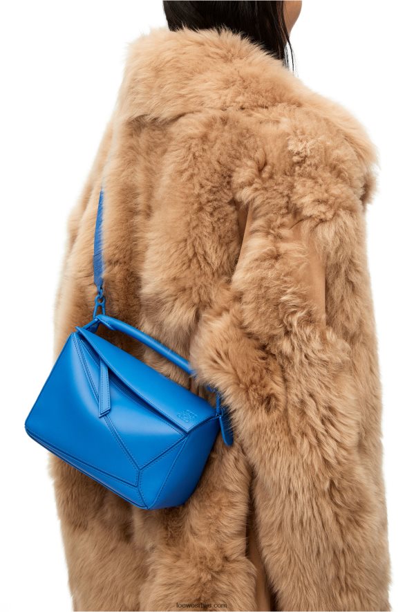 Loewe Жене мала пуззле торба од сатенске телеће коже сцуба блуе HJTY480