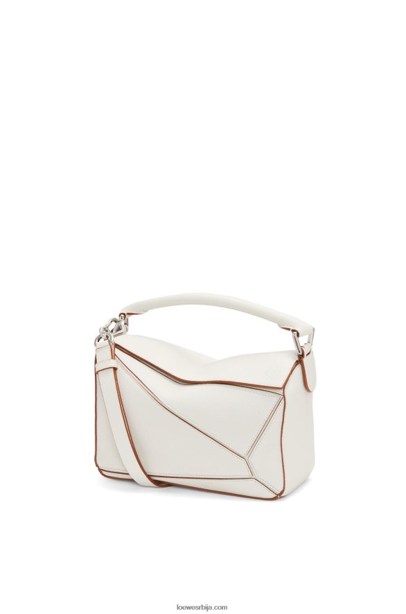 Loewe Жене мала торба за слагалице од мекане телеће коже мека бела HJTY505