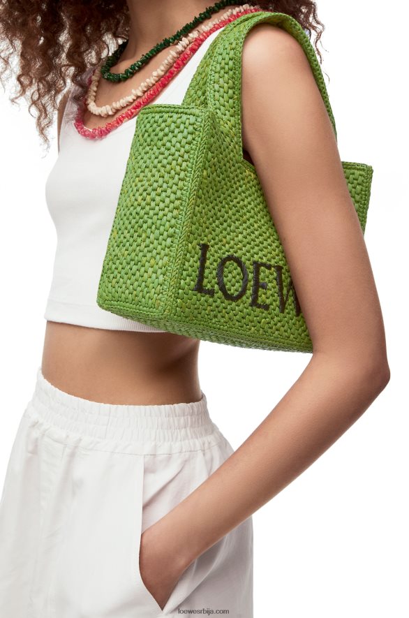 Loewe Жене торба са малим фонтом од рафије зелен HJTY108
