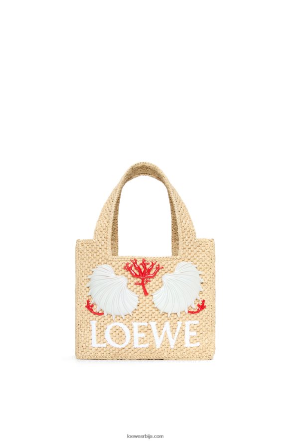 Loewe Жене маруја малло мини фонт торба од рафије природним HJTY112