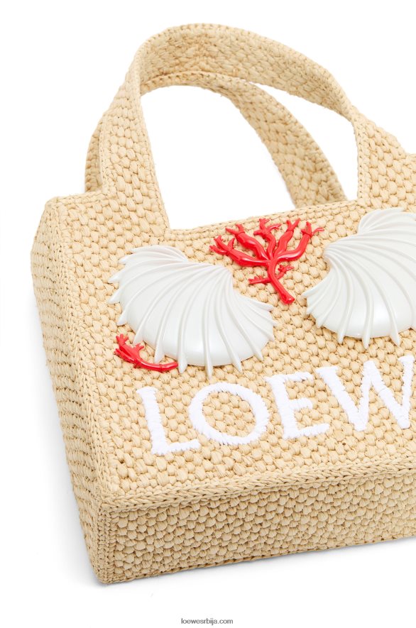 Loewe Жене маруја малло мини фонт торба од рафије природним HJTY112
