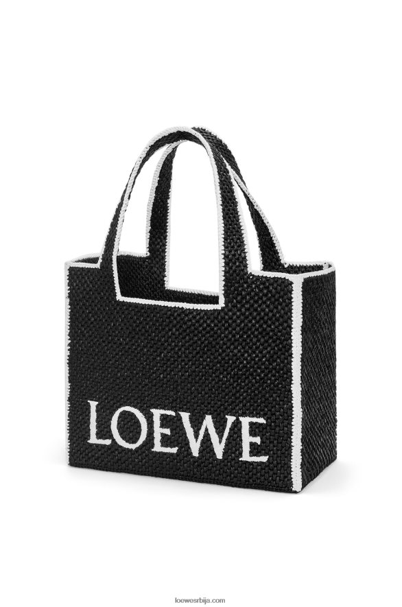 Loewe Жене торба са великим фонтом од рафије црн HJTY11
