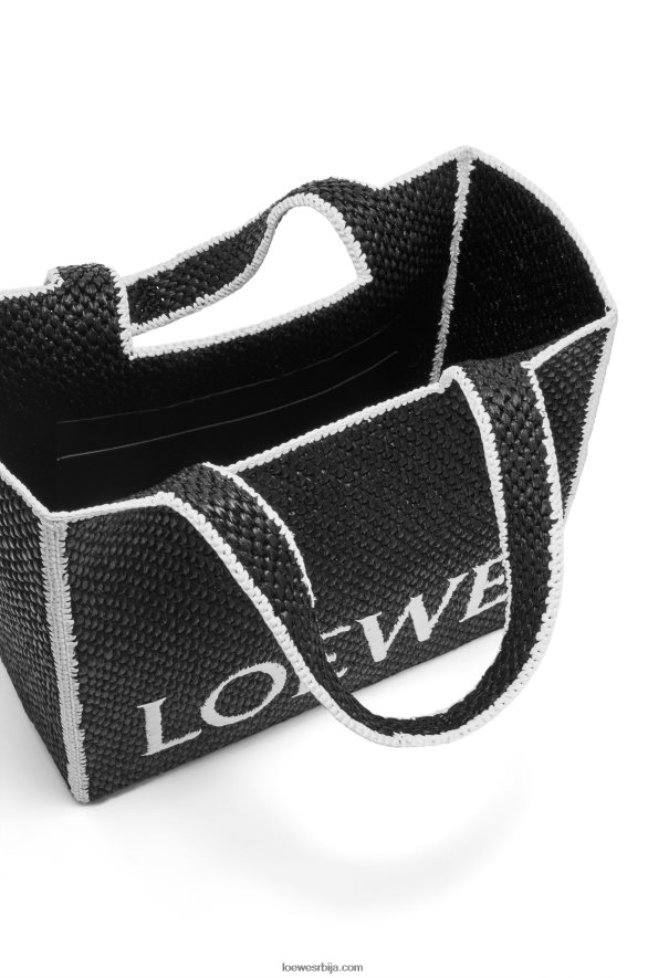 Loewe Жене торба са великим фонтом од рафије црн HJTY11