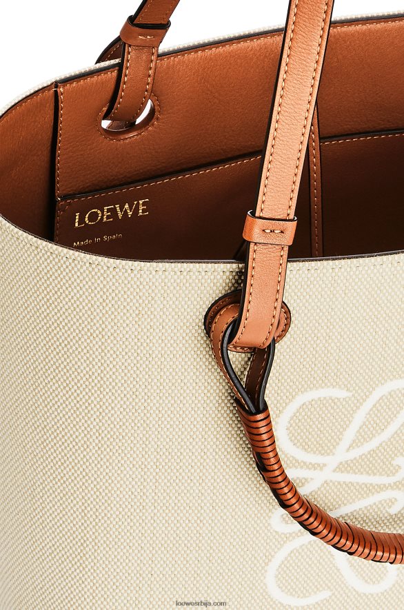 Loewe Жене мала анаграм торба од жакарда и телеће коже екру/тан HJTY121