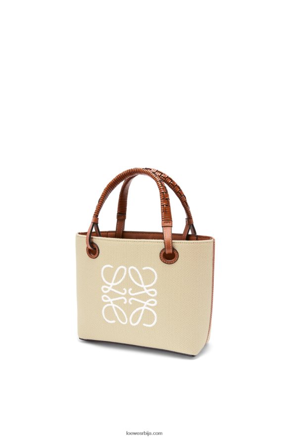 Loewe Жене мини анаграм торба од жакарда и телеће коже екру/тан HJTY128