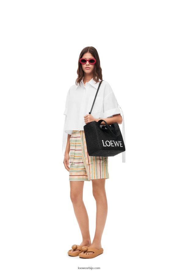 Loewe Жене торба средњег фонта од рафије црн HJTY12