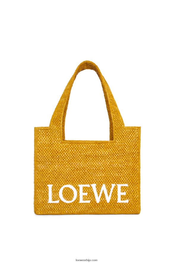 Loewe Жене торба средњег фонта од рафије окер HJTY13