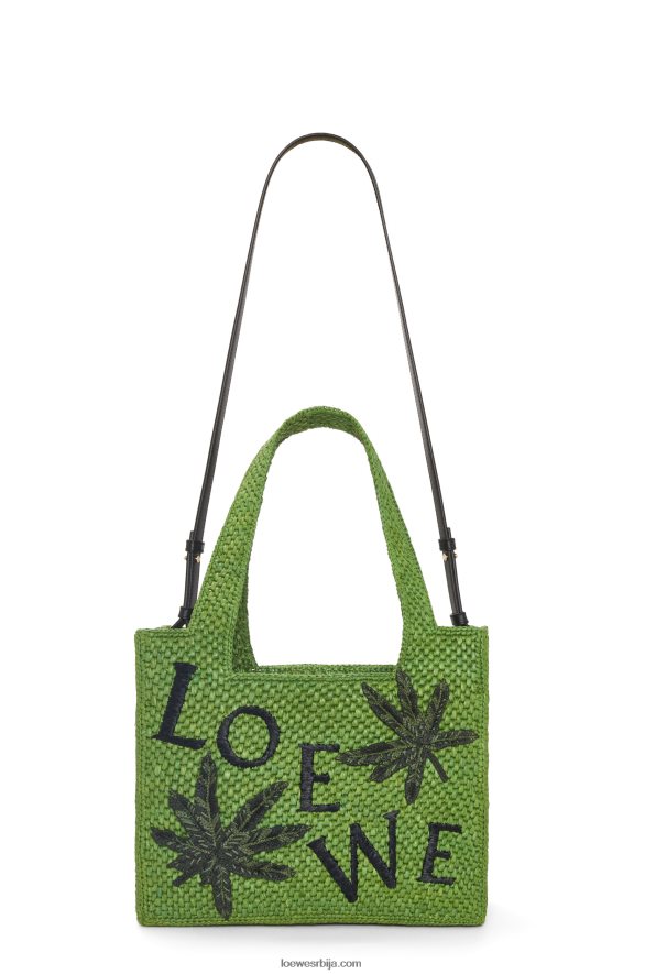 Loewe Жене торба са лишћем од рафије зелен HJTY31