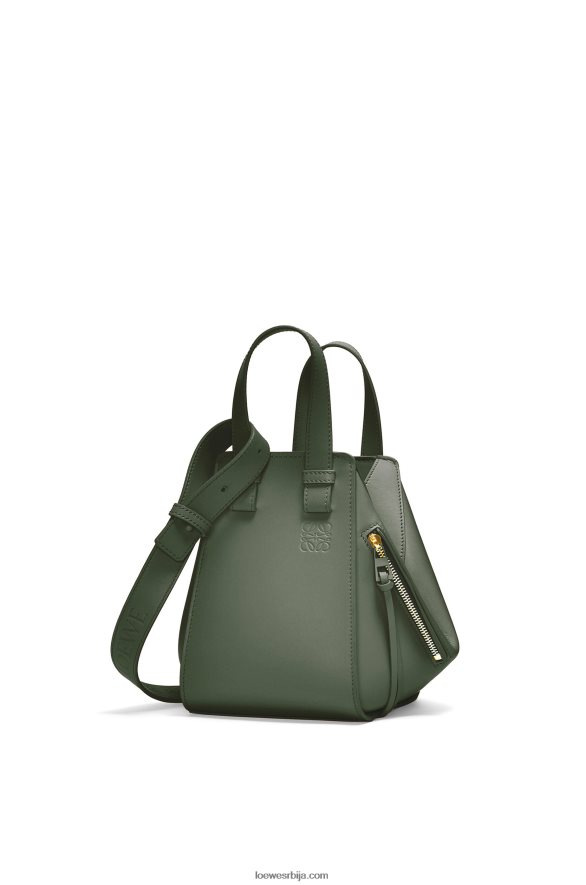Loewe Жене хаммоцк компактна торба од сатенске телеће коже винтаге каки HJTY461