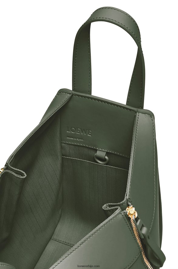 Loewe Жене хаммоцк компактна торба од сатенске телеће коже винтаге каки HJTY461