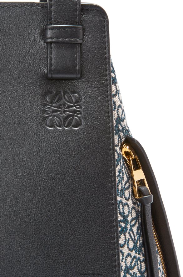 Loewe Жене мала торба за висећу мрежу од анаграм жакарда и телеће коже морнарско/црна HJTY520