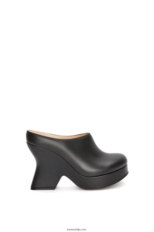 Loewe Жене терра клин кломпе од телеће коже црн HJTY743