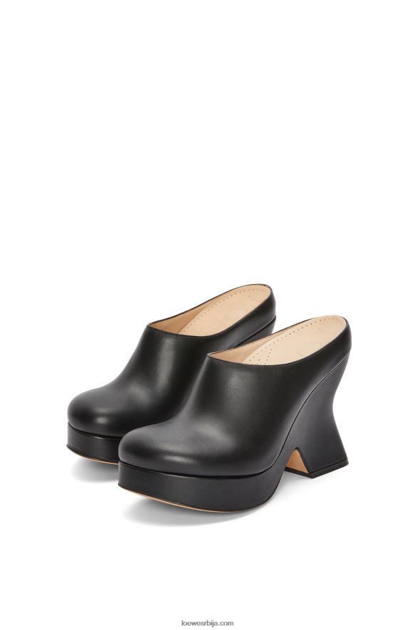 Loewe Жене терра клин кломпе од телеће коже црн HJTY743