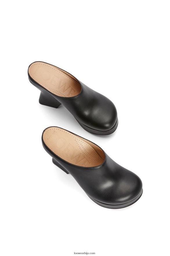 Loewe Жене терра клин кломпе од телеће коже црн HJTY743
