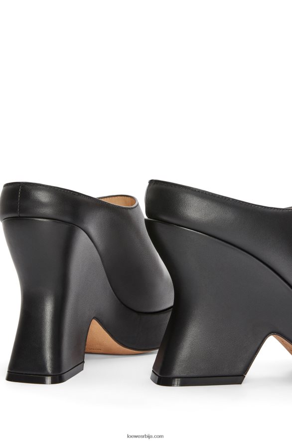 Loewe Жене терра клин кломпе од телеће коже црн HJTY743
