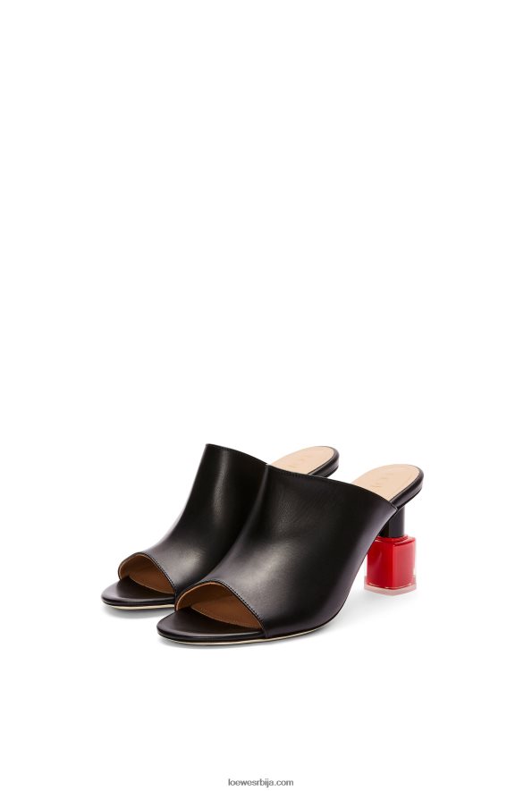 Loewe Жене лак за нокте мазга од телеће коже Црна црвена HJTY760