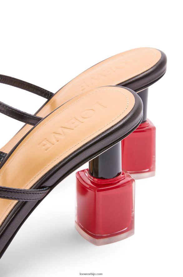 Loewe Жене лак за нокте сандала од козје коже црн HJTY709