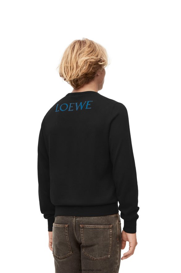 Loewe мушкарци калцифер џемпер од вуне црн HJTY1025
