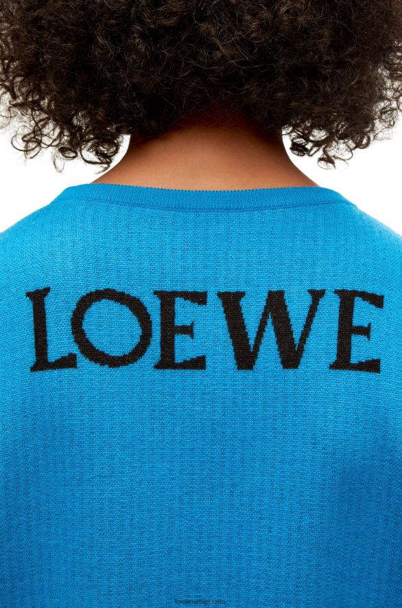 Loewe мушкарци џемпер од репа од вуне церулеан блуе HJTY1026