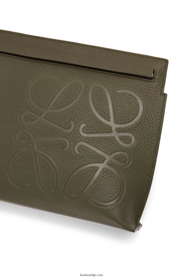 Loewe мушкарци т торба од зрнасте телеће коже тамно каки зелена HJTY612