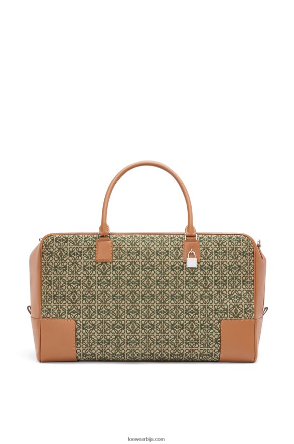 Loewe мушкарци Амазона 44 торба од анаграм жакарда и телеће коже каки зелена/тан HJTY161
